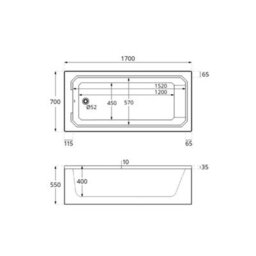 Homestylestore 1700 X 700mm Bathroom Single Ended Standard Bath With Light Grey Side Panel - thumbnail 4
