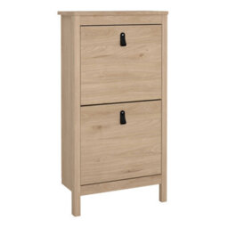 Wyld Haus Wildberry Hickory Oak Shoe Cabinet, Narrow 2-Flip-Door Entry Storage - thumbnail 2
