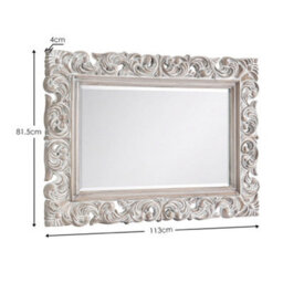 Julian Bowen Baroque Antique White Wall Mirror, Wood Frame, Rectangular, Wall Mounted, 114 X 81.5 X 4Cm - thumbnail 3