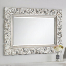 Julian Bowen Baroque Antique White Wall Mirror, Wood Frame, Rectangular, Wall Mounted, 114 X 81.5 X 4Cm - thumbnail 1