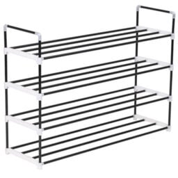 Berkfield Shoe Rack With 4 Shelves Metal And Plastic Black - thumbnail 1