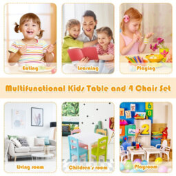 Gainoom Colorful Kids Table & 4 Chairs Set Wooden Activity Table Table Furniture - thumbnail 7