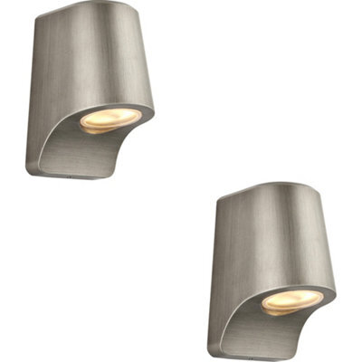 Loops 2 Pack Ip44 Outdoor Wall Light - Aged Pewter Die Cast Aluminimum - Brushed Silver Lamp - image 1