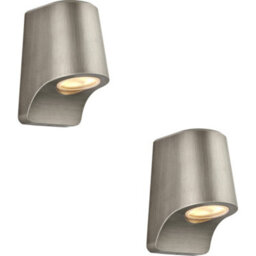 Loops 2 Pack Ip44 Outdoor Wall Light - Aged Pewter Die Cast Aluminimum - Brushed Silver Lamp