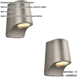 Loops 2 Pack Ip44 Outdoor Wall Light - Aged Pewter Die Cast Aluminimum - Brushed Silver Lamp - thumbnail 2