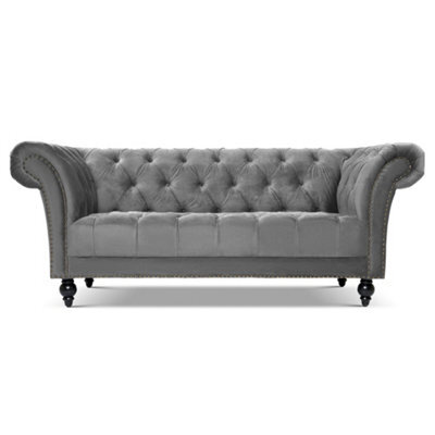 Bravich Cambridge Chesterfield 3 Seater Sofa - Velvet Grey - image 1