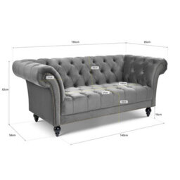 Bravich Cambridge Chesterfield 3 Seater Sofa - Velvet Grey - thumbnail 2
