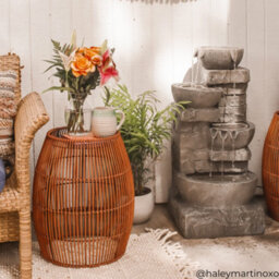 Teamson Home Teamson Bamboo Outdoor Side Table With Iron Frame, Round Boho Accent Table - thumbnail 9
