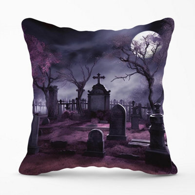 Warren Reed Designer Witchs Moonlit Cemetery Design Outdoor Cushion 45Cm X 45Cm - image 1