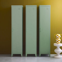 Sweeek - Set Of 3 Metal Cabinets/lockers With 4 Storage Compartments Industrial-Style Soho Light Green 38X38X180 Cm - thumbnail 6