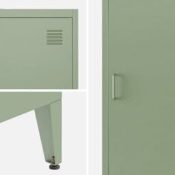 Sweeek - Set Of 3 Metal Cabinets/lockers With 4 Storage Compartments Industrial-Style Soho Light Green 38X38X180 Cm - thumbnail 5
