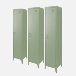 Sweeek - Set Of 3 Metal Cabinets/lockers With 4 Storage Compartments Industrial-Style Soho Light Green 38X38X180 Cm - thumbnail 1