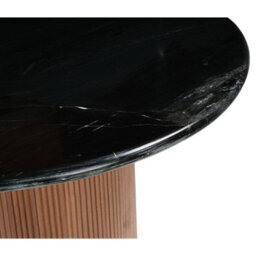 Luxor Round Black Marble Top With Wood Pedestal Dining Table - thumbnail 3