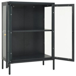 Vidaxl Sideboard Anthracite 75X35X105 Cm Steel And Glass Sideboards - thumbnail 6