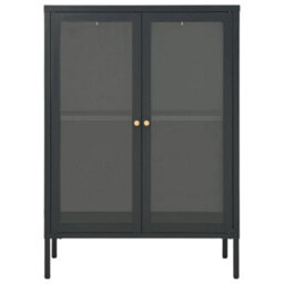 Vidaxl Sideboard Anthracite 75X35X105 Cm Steel And Glass Sideboards - thumbnail 3