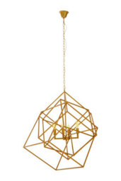 Orsina Brass Finish Four Bulb Pendant Light, Modern Cube Frame Hanging Light, Minimalist Luxe Lighting Fixture - thumbnail 2