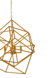 Orsina Brass Finish Four Bulb Pendant Light, Modern Cube Frame Hanging Light, Minimalist Luxe Lighting Fixture - thumbnail 4