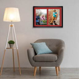 AK Frames 20X14 Black Sleek Multi Photo Frame With Crimson Mount - Holds 2 Apertures (2X) A4 Photos - thumbnail 3