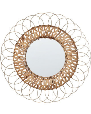 Beliani Wall Mirror Pamol 67 Cm 67 Cm Wicker Natural - image 1