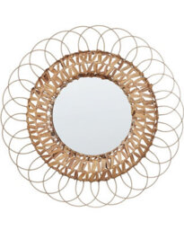 Beliani Wall Mirror Pamol 67 Cm 67 Cm Wicker Natural - thumbnail 1
