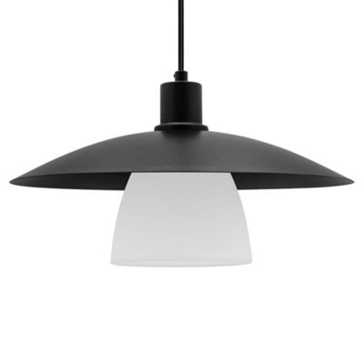Long Life Lamps Company Modern Ceiling Pendant Light Black Frosted Glass H3114 - image 1