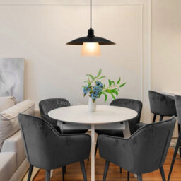 Long Life Lamps Company Modern Ceiling Pendant Light Black Frosted Glass H3114 - thumbnail 8