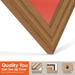 "AK Frames 25X17"" Oak Classic Vinyl Record Frame With Poppy Red Mount For 12 Inch Lp Cover & Disc - Overlapped Design" - thumbnail 3