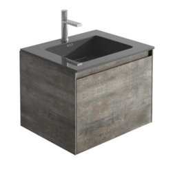 Plum&clay Rigel Metallic Wall Hung Bathroom Vanity Unit With Black Basin (W)500mm (H)450mm