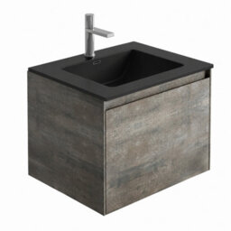 Plum&clay Rigel Metallic Wall Hung Bathroom Vanity Unit With Black Basin (W)500mm (H)450mm - thumbnail 2