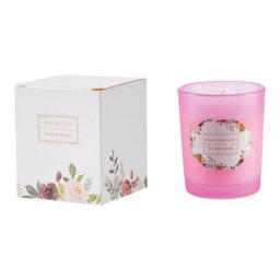 Living And Home Eco-Friendly And Long-Lasting Fragrance Lemon And Rose Natural Soy Wax Scented Candle In Pink Glass Jar - thumbnail 5