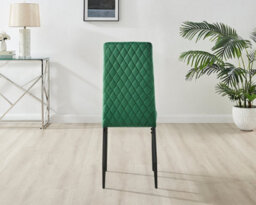 Furniturebox Uk 4 Seater Dining Set - Imperia White High Gloss Dining Table And Chairs - 4 Green Velvet Milan Black Leg Chairs - thumbnail 7