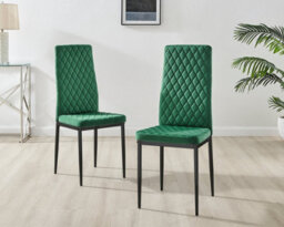 Furniturebox Uk 4 Seater Dining Set - Imperia White High Gloss Dining Table And Chairs - 4 Green Velvet Milan Black Leg Chairs - thumbnail 8