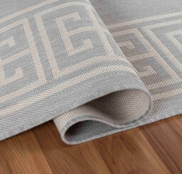 Modern Greek Key Design Outdoor-Indoor Rugs Silver 50X80 Cm - thumbnail 4