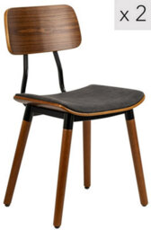 Nordlys Set Of 2 Black Wood And Faux Leather Dining Chairs Modern Design Style Dining Room - thumbnail 2