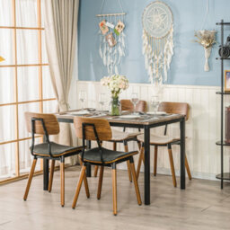 Nordlys Set Of 2 Black Wood And Faux Leather Dining Chairs Modern Design Style Dining Room - thumbnail 5