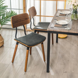 Nordlys Set Of 2 Black Wood And Faux Leather Dining Chairs Modern Design Style Dining Room - thumbnail 3