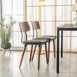 Nordlys Set Of 2 Black Wood And Faux Leather Dining Chairs Modern Design Style Dining Room - thumbnail 4
