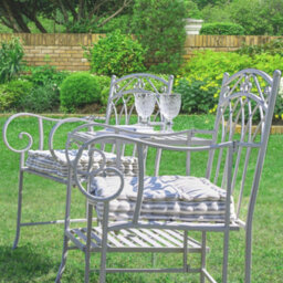 Dibor Vintage Grey Arched Iron Outdoor Garden Furniture Companion Seat Garden Bench - thumbnail 5