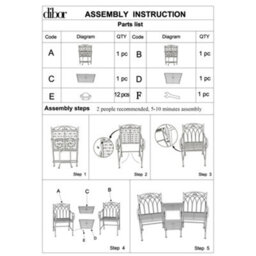 Dibor Vintage Grey Arched Iron Outdoor Garden Furniture Companion Seat Garden Bench - thumbnail 7