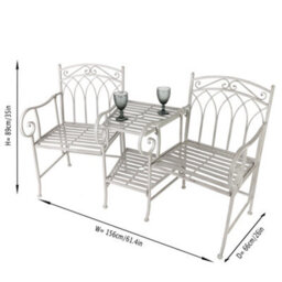 Dibor Vintage Grey Arched Iron Outdoor Garden Furniture Companion Seat Garden Bench - thumbnail 6