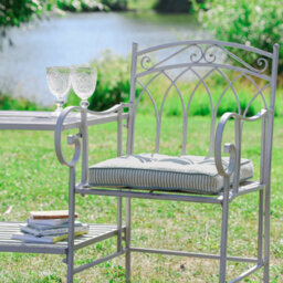 Dibor Vintage Grey Arched Iron Outdoor Garden Furniture Companion Seat Garden Bench - thumbnail 3