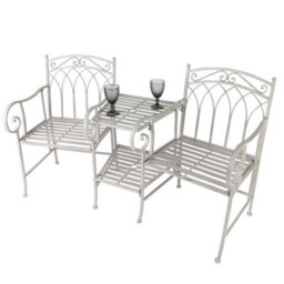 Dibor Vintage Grey Arched Iron Outdoor Garden Furniture Companion Seat Garden Bench - thumbnail 2