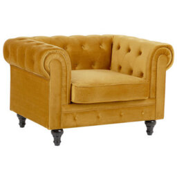 Beliani Armchair Chesterfield Velvet Gold - thumbnail 1