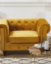Beliani Armchair Chesterfield Velvet Gold - thumbnail 2