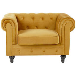 Beliani Armchair Chesterfield Velvet Gold - thumbnail 4