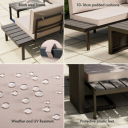 Vonhaus Garden Furniture Set, Modular Outdoor Sofa Set With Coffee Table, 3 In 1 Multi-Use Patio Lounge Set With Daybed & Lounger - thumbnail 8