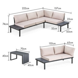 Vonhaus Garden Furniture Set, Modular Outdoor Sofa Set With Coffee Table, 3 In 1 Multi-Use Patio Lounge Set With Daybed & Lounger - thumbnail 9