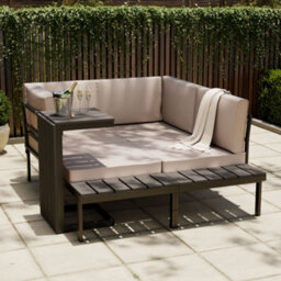 Vonhaus Garden Furniture Set, Modular Outdoor Sofa Set With Coffee Table, 3 In 1 Multi-Use Patio Lounge Set With Daybed & Lounger - thumbnail 3