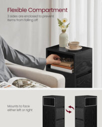 Songmics Nightstand, Compact Storage Unit With Dual Drawers And Open Shelf, Ebony Black - thumbnail 3