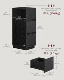 Songmics Nightstand, Compact Storage Unit With Dual Drawers And Open Shelf, Ebony Black - thumbnail 2